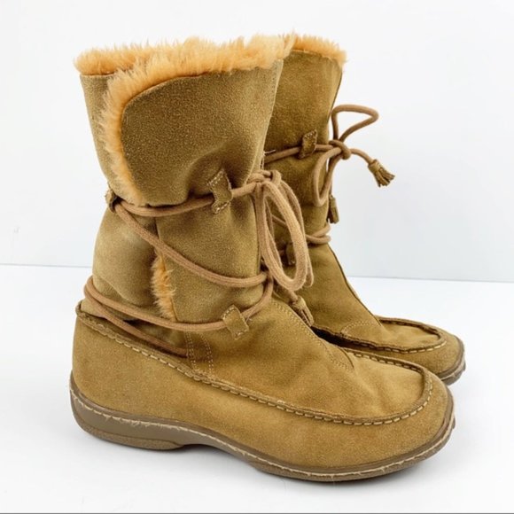 Victoria Spenser Boots Golden Brown Fluffy - Picture 2 of 8